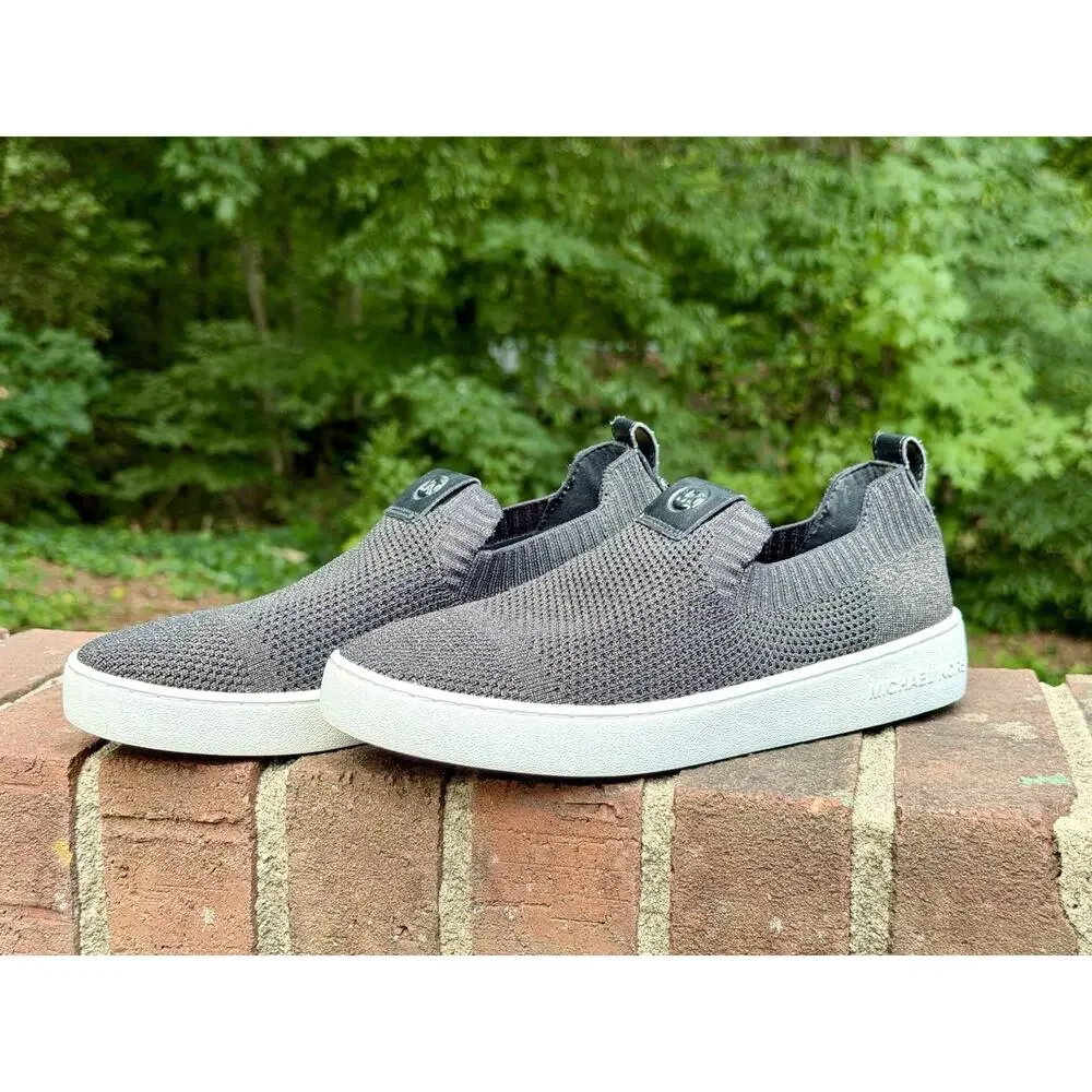 MICHAEL KORS Juno Knit Slip On Sneakers Black Bronze Metallic Women’s Size 7 M
